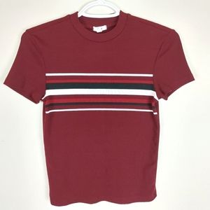 Ardene ribbed stripped top y2k Small